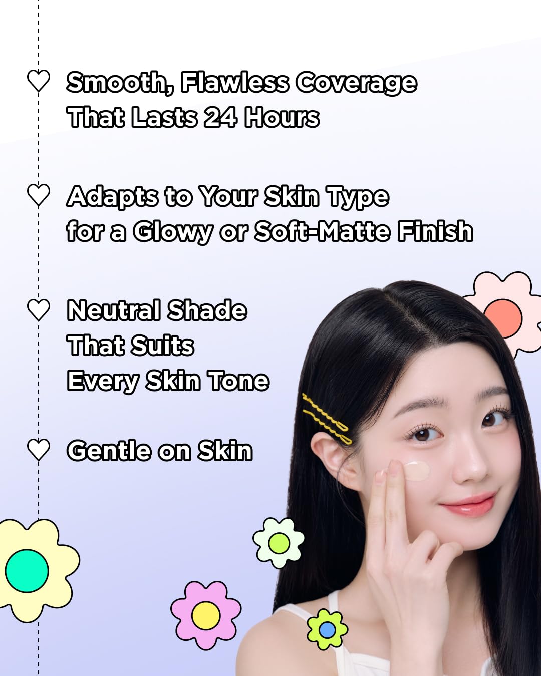 CHASIN' RABBITS All About Glow Cover Cream 1.23 Oz, Lightweight, Hydrating, Long-Lasting Radiance for a Flawless Glow, Smooth Skin Texture, Vegan, Korean Makeup