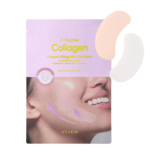 It'S SKIN 7-Peptide Collagen Thread Lifting Mini Gel Mask 20ea, Real Collagen Lifting Patches for Firming, Tightening and Skin Elasticity, Korean Skincare
